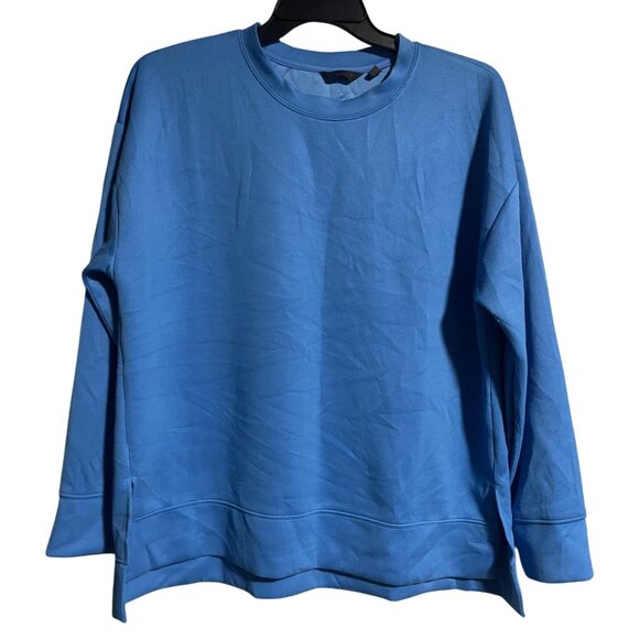 Danskin Womens Ribbed Blue Long Sleeve Pullover Top XL Lightweight Crewneck - Picture 1 of 8